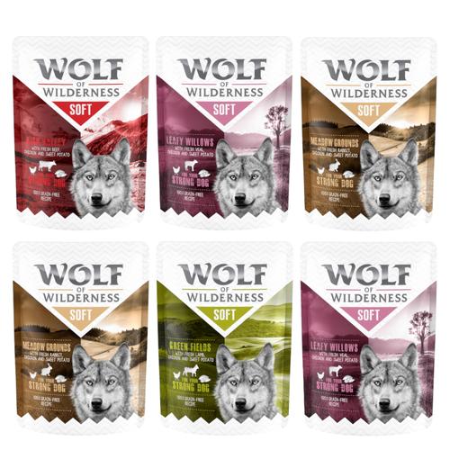 6 x 300 g Soft & Strong Pouch MIX Wolf of Wilderness Hundefutter nass