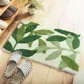 Tapis de bain en microcarence absorbant non ald feuilles vertes flocage polymères de bain super