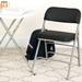 Padded Metal Frame Folding Chairs with Black Patterned Fabric Upholstery
