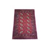 Shahbanu Rugs Deep and Saturated Red Natural Dyes Afghan Khamyab Pure Wool With Bokara Design Hand Knotted Mat Rug (2'0" x 3'0")