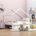 Modern and Timeless Daybed with Two Pull-out Drawers and Roof, Adorable House Bed Frame for Kids, Twin Size, White