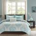 Daily Boutik Full / Queen size 5-Piece Damask Comforter Set in Light Blue White and Grey