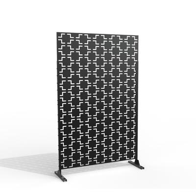 Black Metal Free Standing Outdoor Privacy Screen for Patio Garden