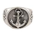 Nautical Friendship,'Men's Sterling Silver Signet Ring with Nautical Motif'