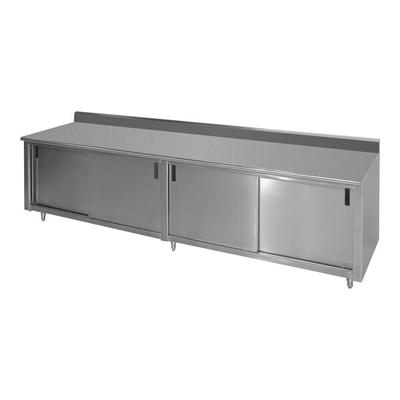 Advance Tabco CK-SS-367 36" x 84" 14 Gauge Work Table with Cabinet Base and 5" Backsplash