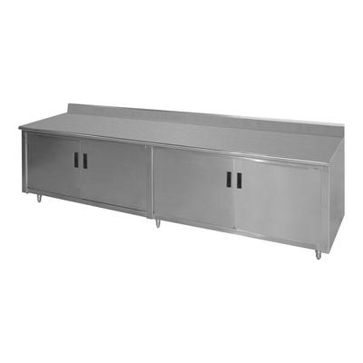 Advance Tabco HK-SS-249M 24" x 108" 14 Gauge Enclosed Base Stainless Steel Work Table with Fixed Midshelf and 5" Backsplash