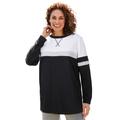 Plus Size Women's Color Block Long Sleeve Sweatshirt by Woman Within in Black Heather Grey White (Size 5X)