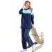 Plus Size Women's Color Block Long Sleeve Sweatshirt by Woman Within in Navy Waterfall White (Size M)