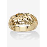 Women's Yellow Gold-Plated Sterling Silver Swirling Cutout Dome Ring Jewelry by PalmBeach Jewelry in Gold (Size 9)