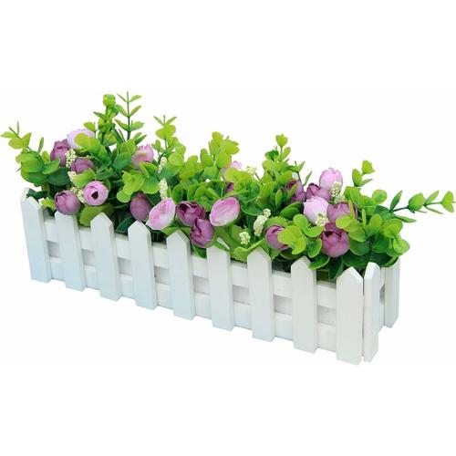 Roses Kunstpflanzen mit Zaun Künstliche Kunstblumen mit Topfsimulation Topfpflanzen Bonsai
