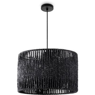 Pendelleuchte Esstisch Papier Boho Hängelampe Esszimmer Lampe E27 Rattan Pendelleuchte - Schwarz,