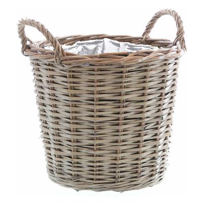 Weide Pflanzkorb grau - 30 cm / klein - Holz Blumenkorb mit Henkel - Natur Garten Deko Rattan Image