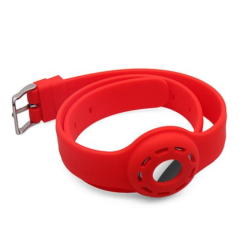 Airtag Hundehalsband Katzenhalsband Weiche Silikon-Halsbandortung (Rot)