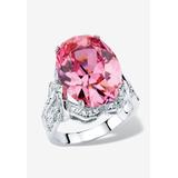Women's Platinum-Plated Pink Cubic Zirconia Ring (13 1/4 Cttw Tdw) Jewelry by PalmBeach Jewelry in Cubic Zirconia (Size 8)