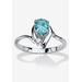 Women's Silvertone Simulated Pear Cut Birthstone And Round Crystal Ring Jewelry by PalmBeach Jewelry in Blue Topaz (Size 6)