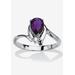 Women's Silvertone Simulated Pear Cut Birthstone And Round Crystal Ring Jewelry by PalmBeach Jewelry in Amethyst (Size 9)