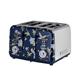 Laura Ashley Elveden Navy 4 Slice Toaster By VQ - Multi-Functional Toaster with Adjustable Heating, Defrost & Reheat Modes. Stainless Steel Body, 4 Wide Slots & includes a Croissant Warming Rack