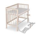 Sämann Beistellbett mit Matratze - für Boxspringbett & alle Betten - 2 in 1 Baby Stubenwagen aus Holz - Natur, 90x56 cm
