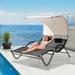 Outdoor Patio Double Chaise Lounge Chair - 72.8" D x 54.7" W x 64.6" H