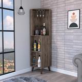 FM Furniture Quinn Corner Bar Cabinet with 2 External Shelves, 2 Interior Shelves, 1 Rack, and 1 Drawer - N/A