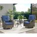 Pocassy 3-Piece Outdoor Swivel Bistro Set, Wicker Rocking Chairs