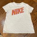 Nike Shirts & Tops | Dri-Fit Nike Tee. Xl Size. White With Orange And Pink Nike Logo | Color: White | Size: Xlg