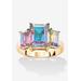 Women's Gold-Plated Emerald Cut And Aurora Borealis Cubic Zirconia Ring Jewelry by PalmBeach Jewelry in Cubic Zirconia (Size 6)