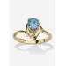Women's Yellow Gold Plated Simulated Birthstone And Round Crystal Ring Jewelry by PalmBeach Jewelry in Aquamarine (Size 6)