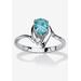 Women's Silvertone Simulated Pear Cut Birthstone And Round Crystal Ring Jewelry by PalmBeach Jewelry in Blue Topaz (Size 8)