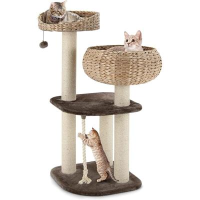Goplus - Kratzbaum, Katzenbaum mit Sisal-Saeulen, Haengender Ball und eine Schlinge, geraeumige Image