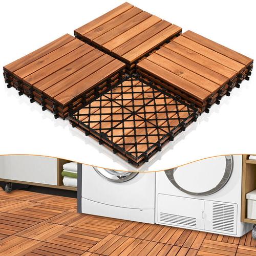 Swanew – Holzfliesen 55 fliesen Terrassenfliesen 5㎡ Akazien bodenfliesen 30x30cm Klickfliese
