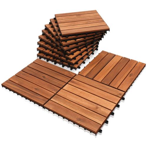 Swanew – Holzfliesen Terrassenfliese Akazie 6m² 30x30cm Bodenbelag Balkonfliesen Drainage Garten