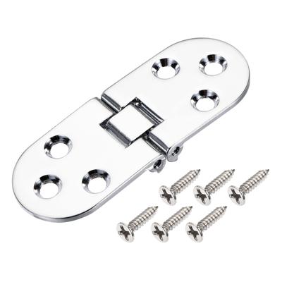 3.15x1.18inch Flip Hinges Sewing Machine with Screws Zinc Alloy Silver Tone 2Pcs - Silver Tone