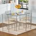 Javlergo 5 Piece Dining Table Set Tempered Glass Table and 4 Chairs for Kitchen Dining Room