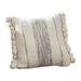 18 Inch Decorative Throw Pillow Cover, Textured, Pom Pom Edges, Cream