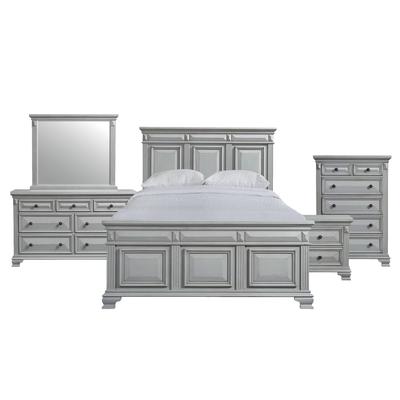 Picket House Furnishings Trent Panel 5PC Bedroom Set in Grey