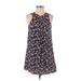 Papillon Casual Dress - A-Line High Neck Sleeveless: Blue Floral Dresses - Women's Size Small