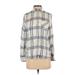 Woolrich Long Sleeve Button Down Shirt: Blue Plaid Tops - Women's Size Small