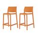 Orren Ellis Sensilla Stackable Counter Stool, Set Of 2 Plastic/Acrylic in Orange/Gray | 37 H x 19 W x 20 D in | Wayfair