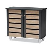 Gisela 2-Door Shoe Storage Cabinet Furniture by Baxton Studio in Oak Grey