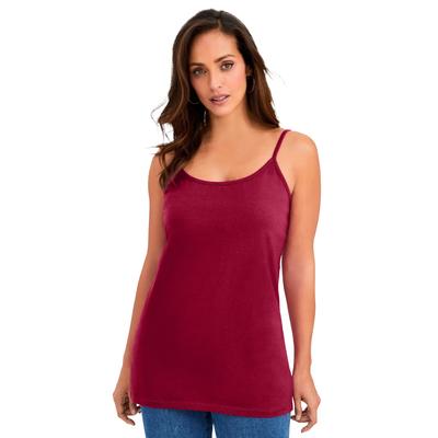 Plus Size Women's Stretch Cotton Cami by Jessica London in Rich Burgundy (Size 22/24) Straps
