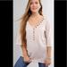 Free People Tops | Free People Morgan Henley Top Slouchy Off Shoulder Shirt Buttons Cream Beige L | Color: Cream | Size: L