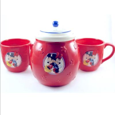 Disney Dining | Hallmark Disney Mickey Mouse & Minnie Mouse Cookie Snack Jar And 2 Mugs | Color: Red | Size: Os