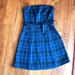 American Eagle Outfitters Dresses | American Eagle Strapless Blue Plaid Dress Size 0 | Color: Blue/Green | Size: 0