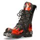 new rock NEWROCK 591-S1 RED FLAME METALLIC BLACK LEATHER BOOT BIKER GOTH BOOTS