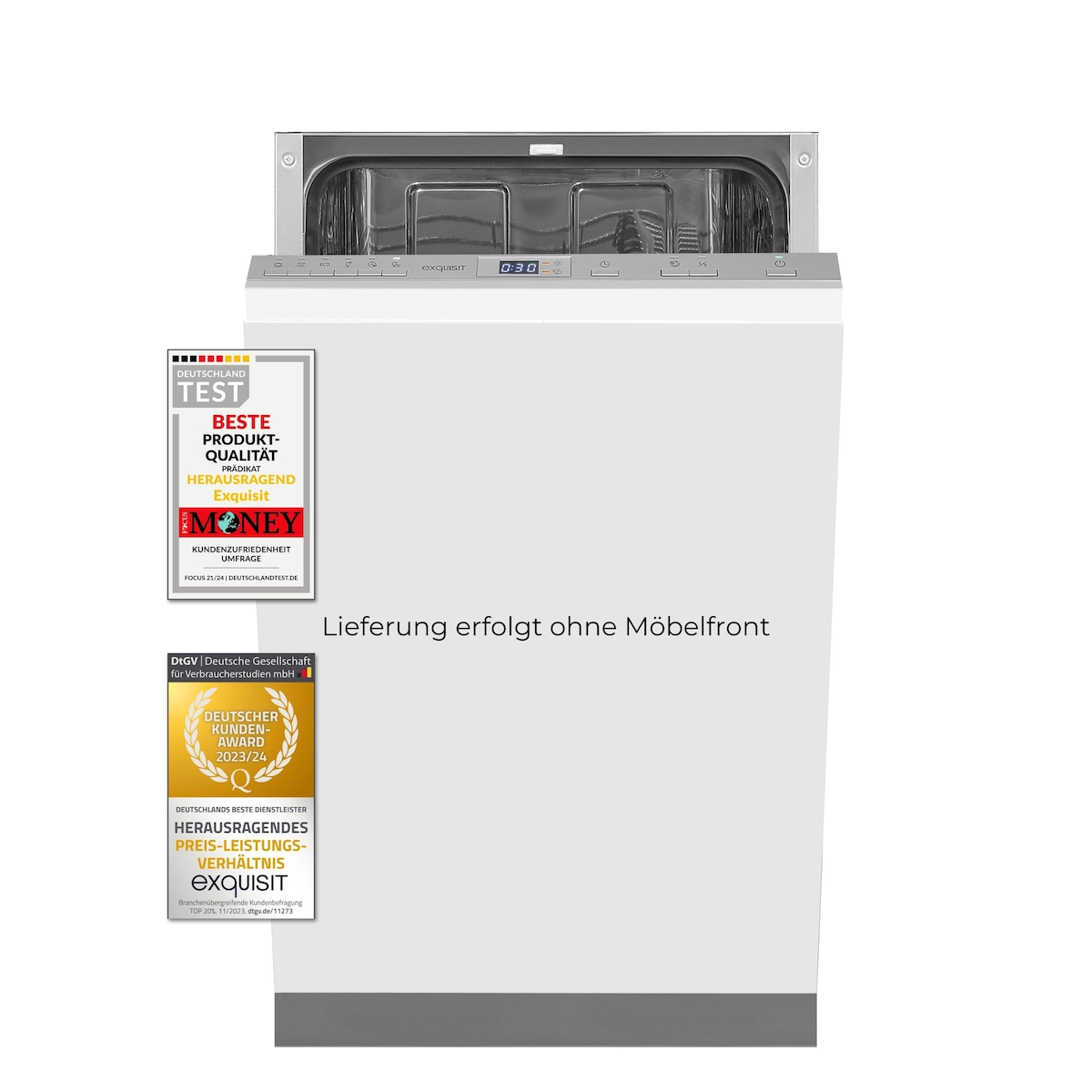 Exquisit Geschirrspüler EGSP2109-E-030E silber | Spülmaschine 45 cm | ECO-Modus | Maßgedecke: 9 | Vollintegriert Image