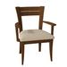 Saloom Furniture Skyline Ladder Back Arm Chair Wood/Upholstered in Green/Brown | 34 H x 26 W x 21 D in | Wayfair 39AU-Flax-Ramie