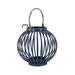 Longshore Tides 10" Round Ribbed Candle Lantern, Moonlit Ocean Blue Iron in Blue/Gray | 8.25 H x 10.25 W x 10.25 D in | Wayfair