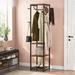 17 Stories 8 - Hook Freestanding Coat Rack w/ Storage in Metal in Black/Brown | 70.87 H x 15.75 W x 15.75 D in | Wayfair