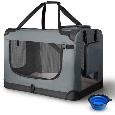 Juskys - Hundetransportbox Lassie m (grau) faltbar - 42 x 60 x 44 cm - Hundebox mit Decke, Tasche &